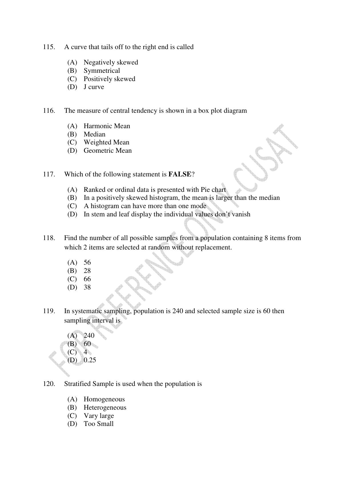 CUSAT CAT 2022 STATISTICS Question Paper - Page 33