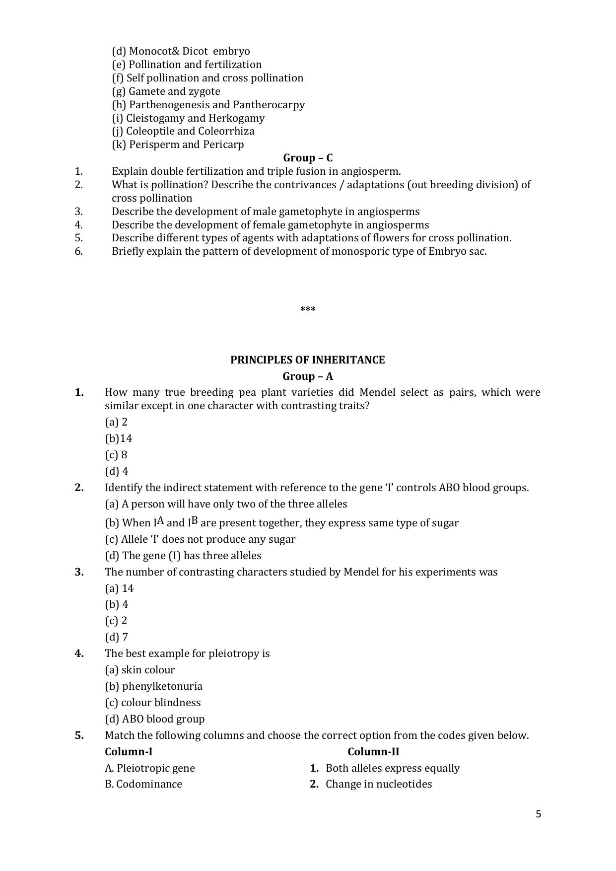 CHSE Odisha Class 12 Botany (1ST PHASE) Question Bank - Page 5