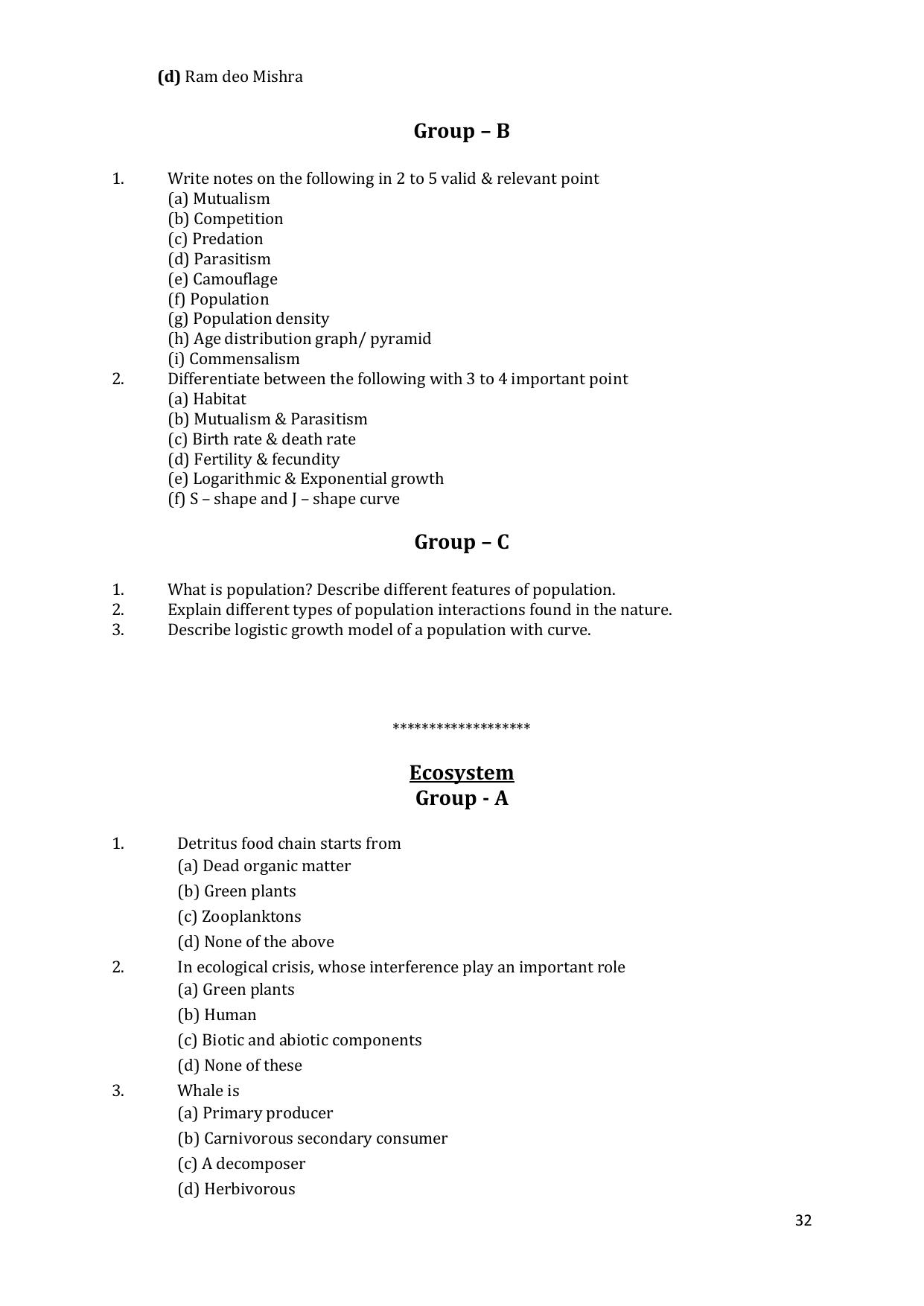 CHSE Odisha Class 12 Botany (1ST PHASE) Question Bank - Page 32