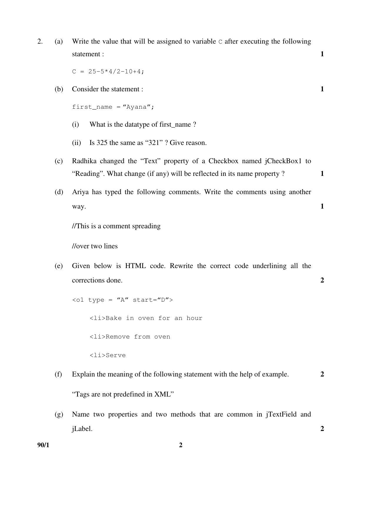 CBSE Class 12 90-1 _Informatics Practices_ 2017 Question Paper - Page 2