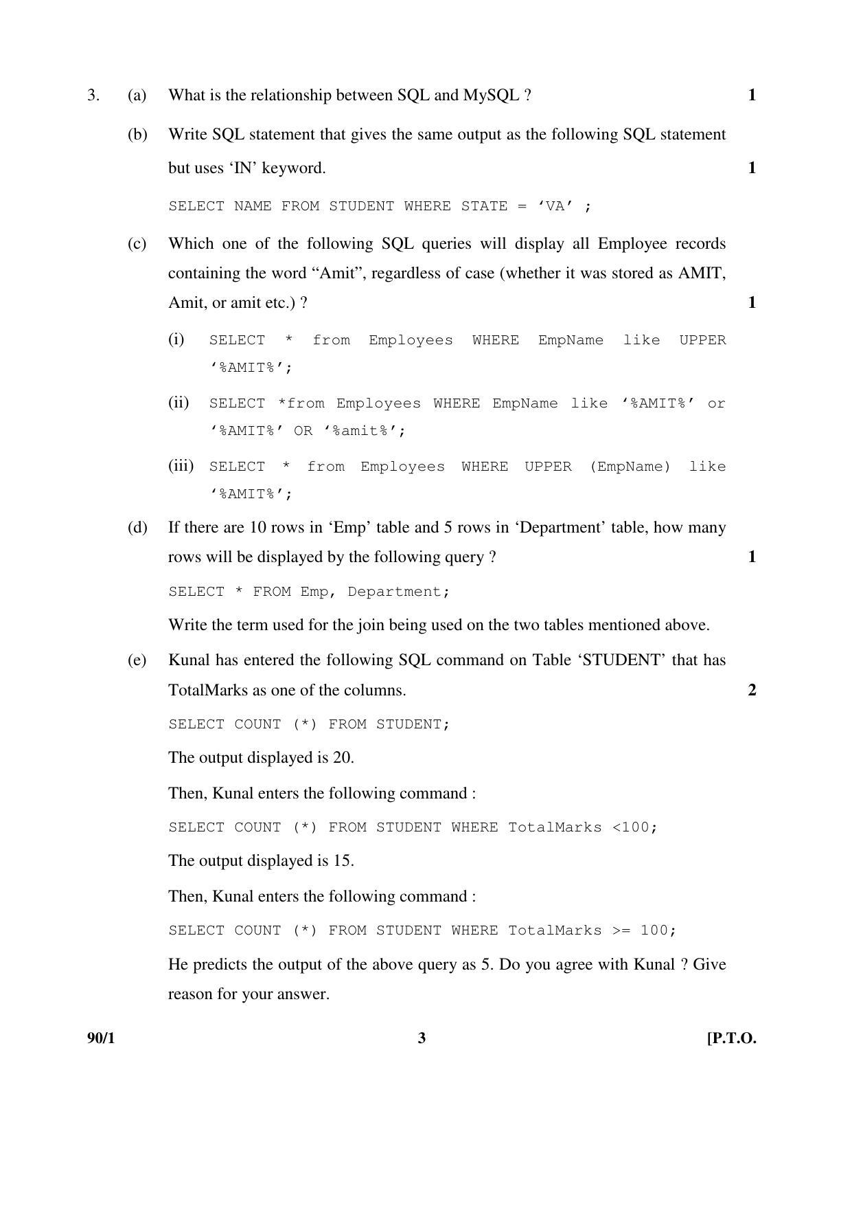 CBSE Class 12 90-1 _Informatics Practices_ 2017 Question Paper - Page 3