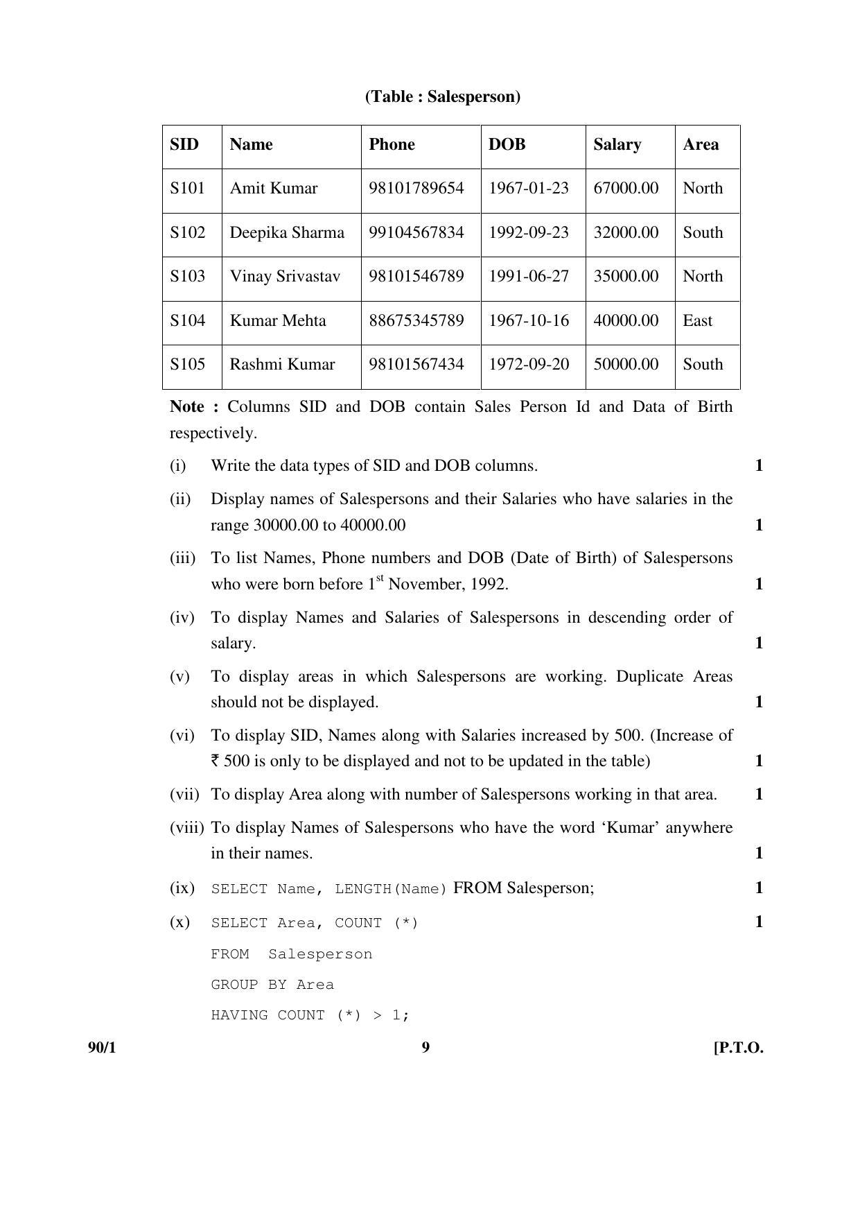 CBSE Class 12 90-1 _Informatics Practices_ 2017 Question Paper - Page 9