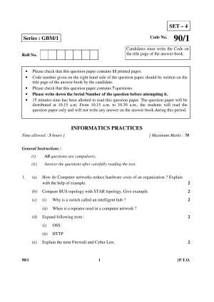 CBSE Class 12 90-1 _Informatics Practices_ 2017 Question Paper