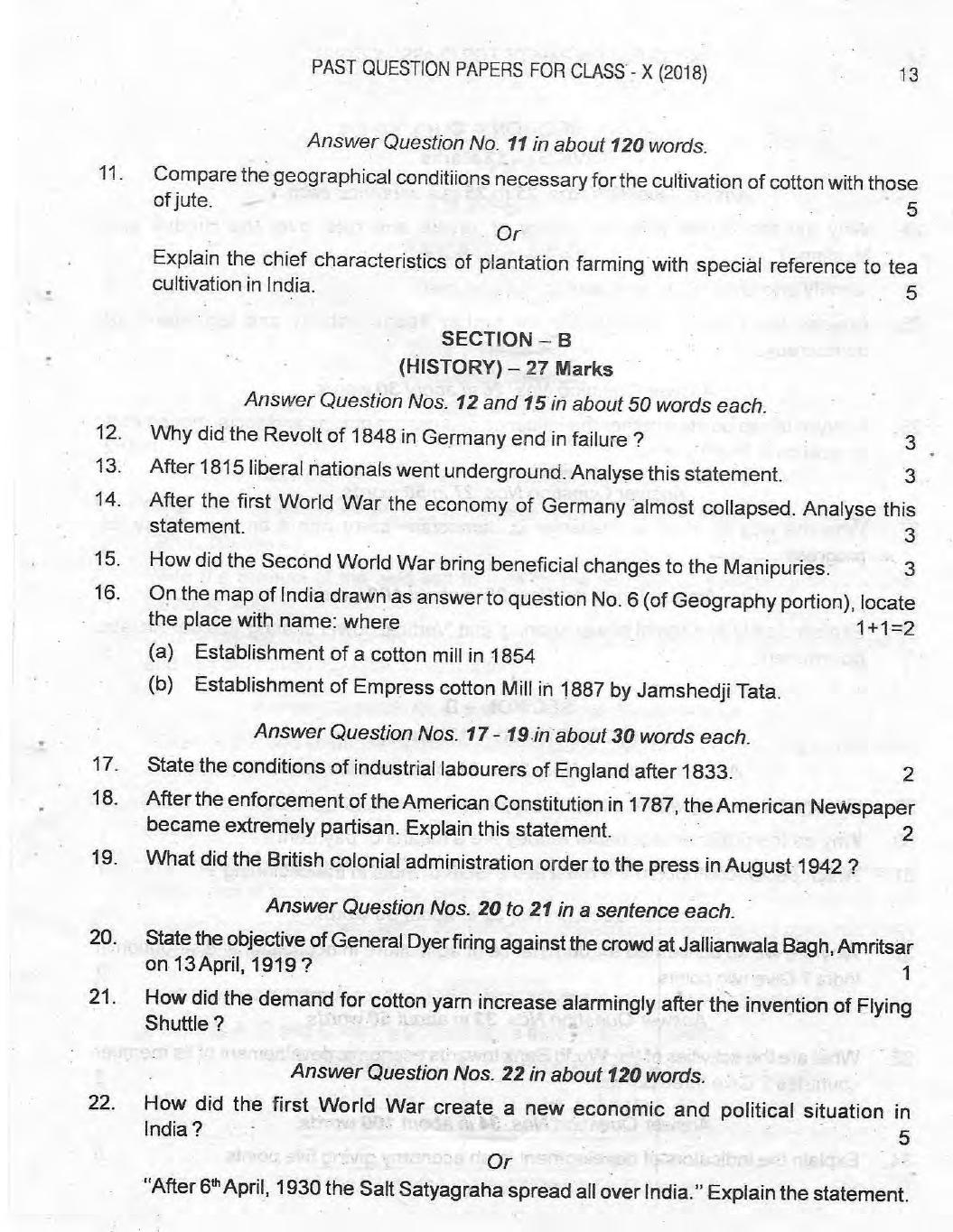 Manipur HSLC 2018 Social Science Question Paper - Page 2