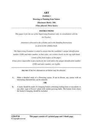 ISC Class 12 2020 Art Paper II Question Paper
