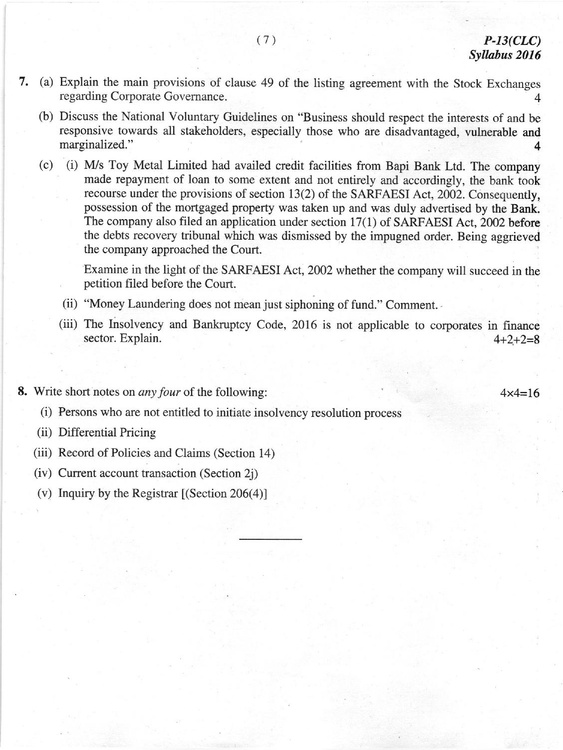 ICMAI Dec 2018 Corporate Laws & Compliance Question Paper (Final) - Page 7