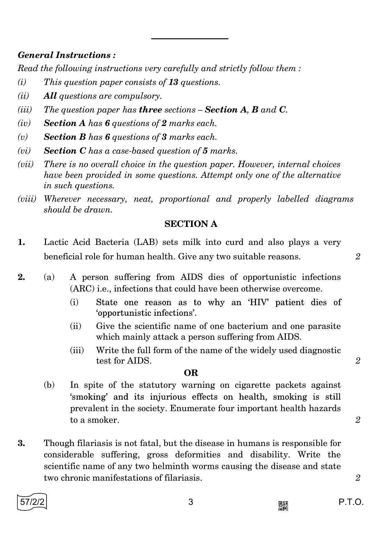CBSE Class 12 57-2-2 Biology 2022 Question Paper - Page 3