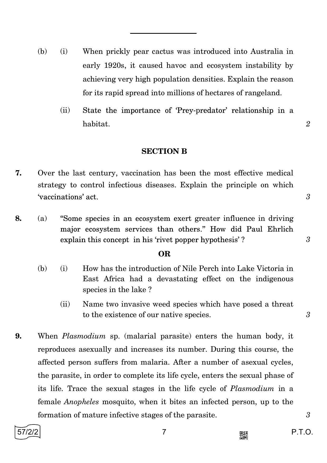 CBSE Class 12 57-2-2 Biology 2022 Question Paper - Page 7