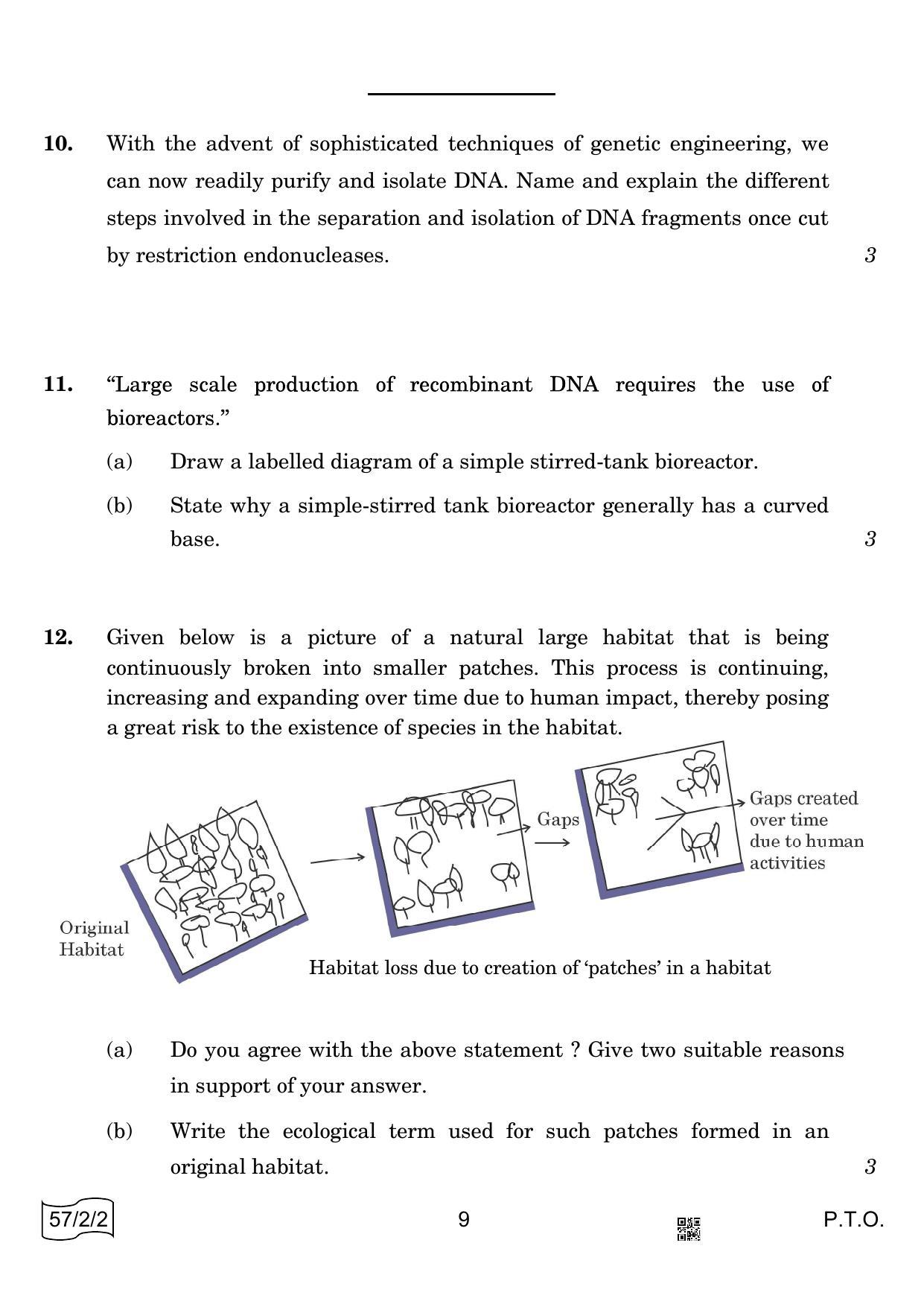 CBSE Class 12 57-2-2 Biology 2022 Question Paper - Page 9
