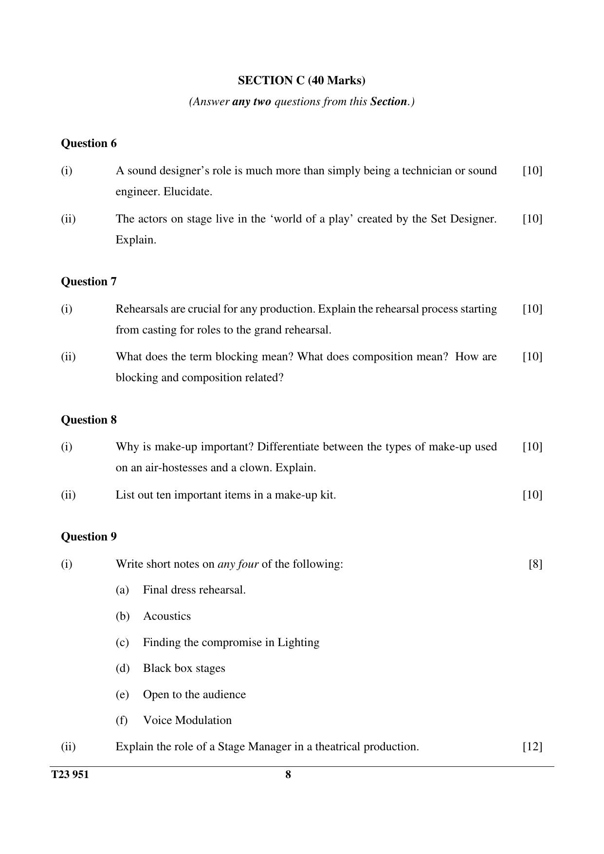 ICSE Class 10 DRAMA 2023 Question Paper - Page 8