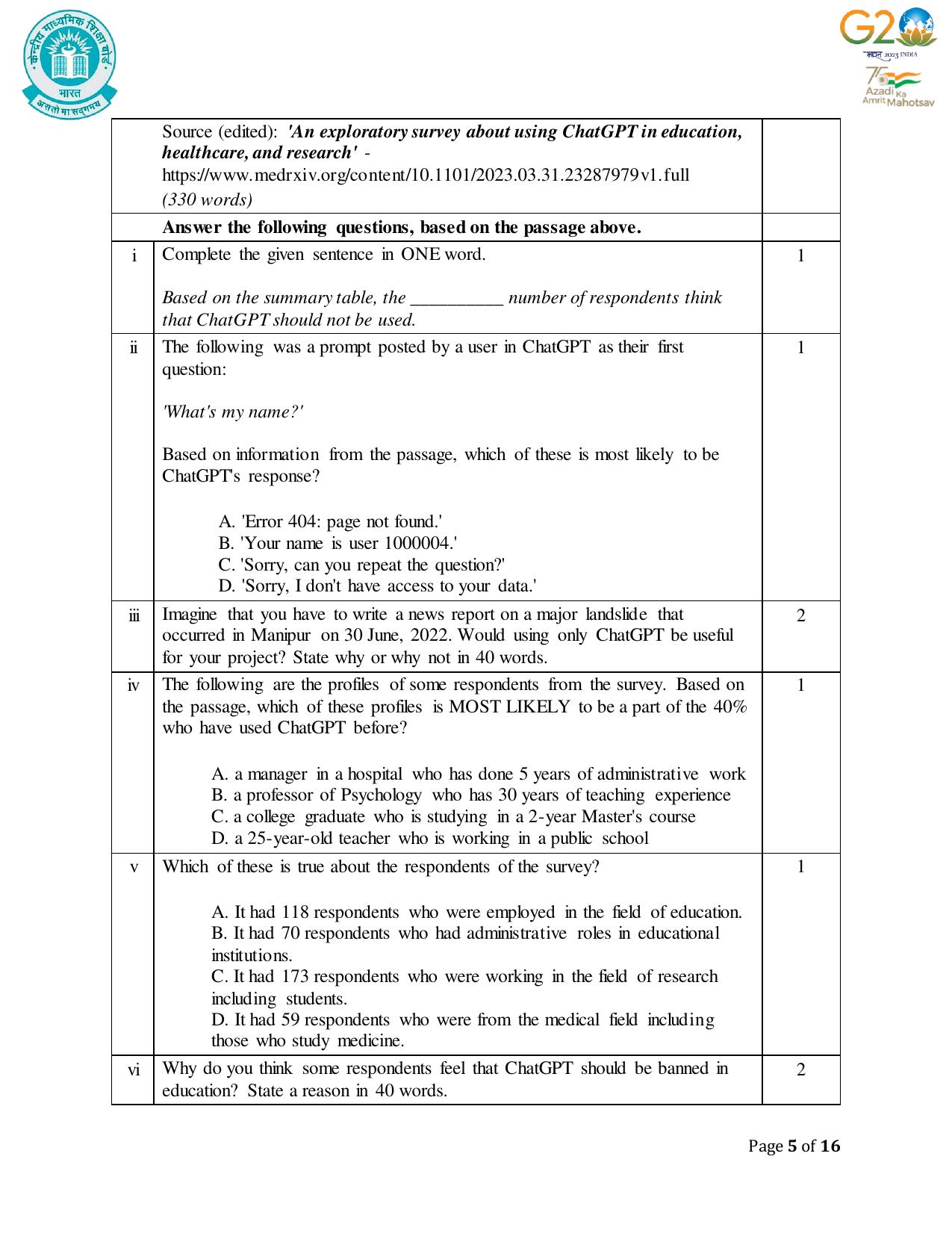 CBSE Class 12 English Core SET 1 Practice Questions 2023-24 - Page 5