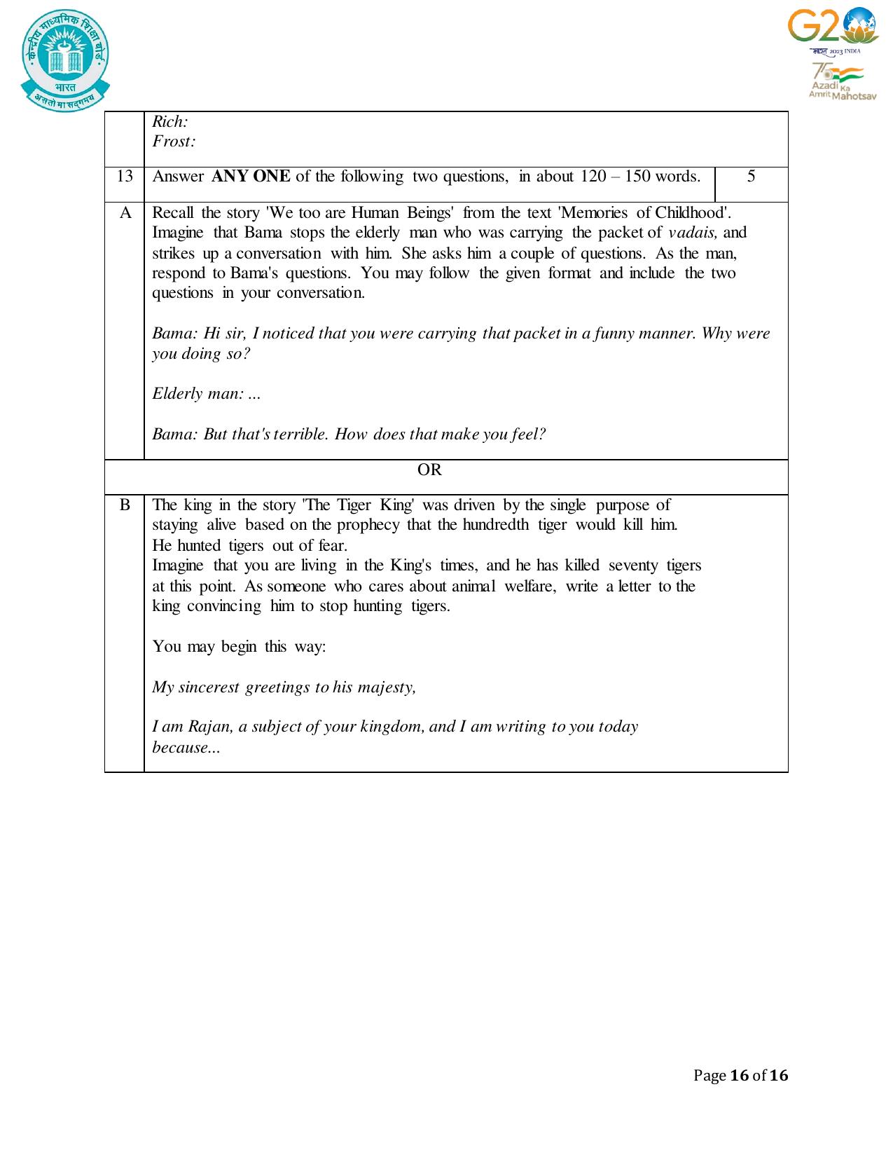 CBSE Class 12 English Core SET 1 Practice Questions 2023-24 - Page 16