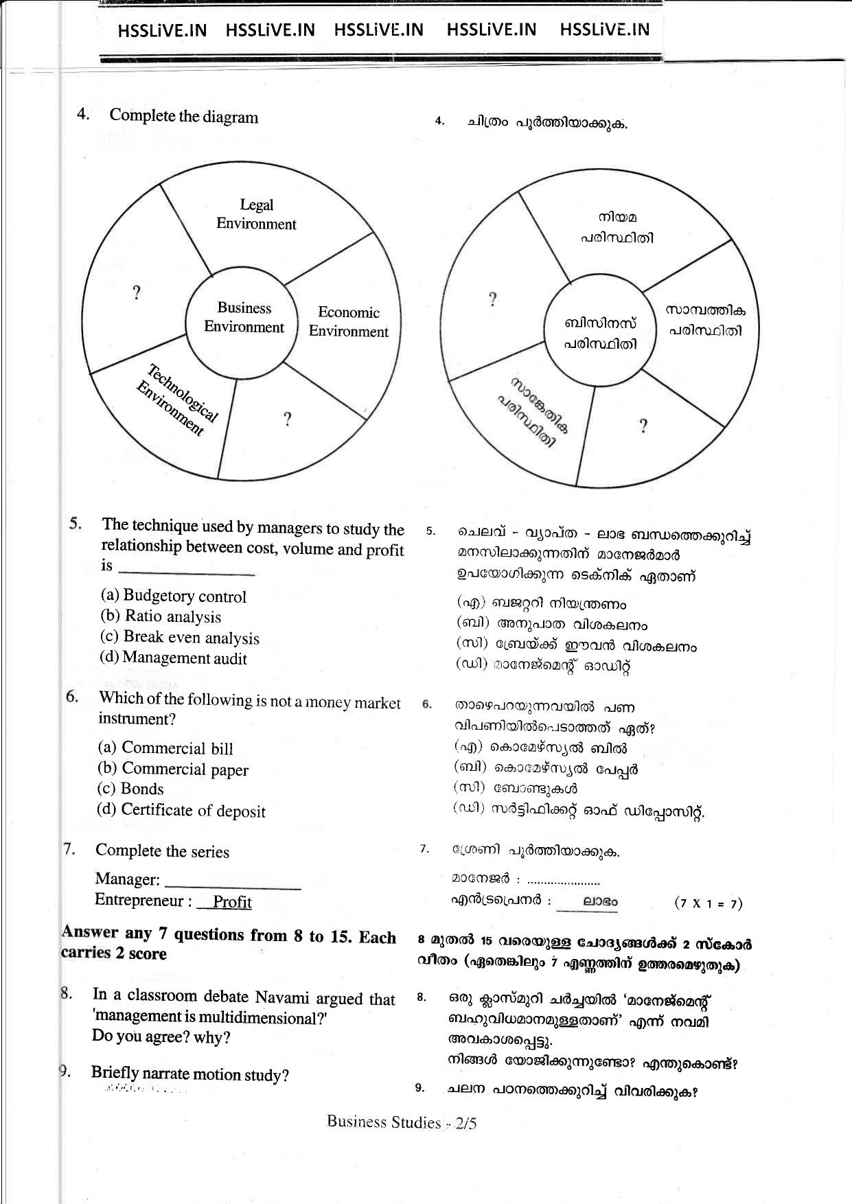 Kerala Plus Two 2018 Business Studies Model Question paper. - Page 2