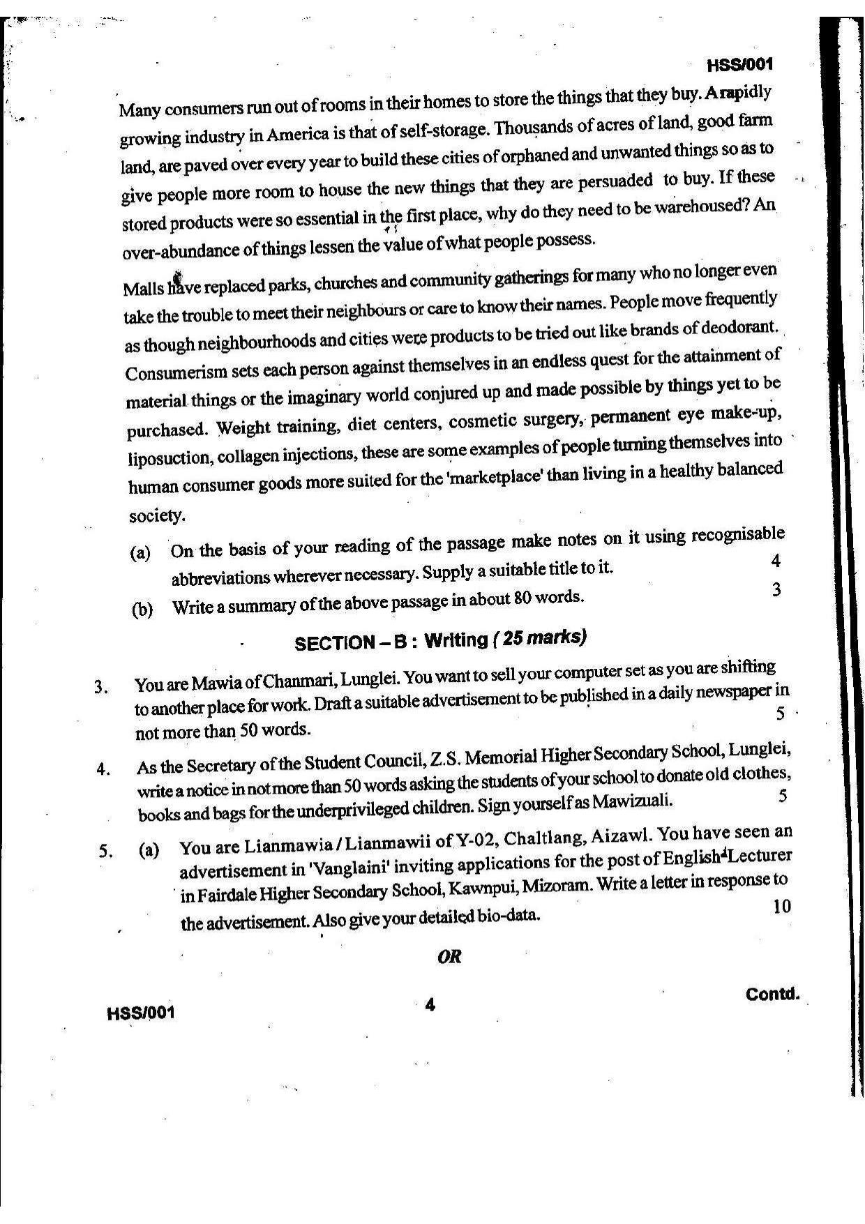 MBSE HSSLC 2021 Arts Question Paper - Page 11