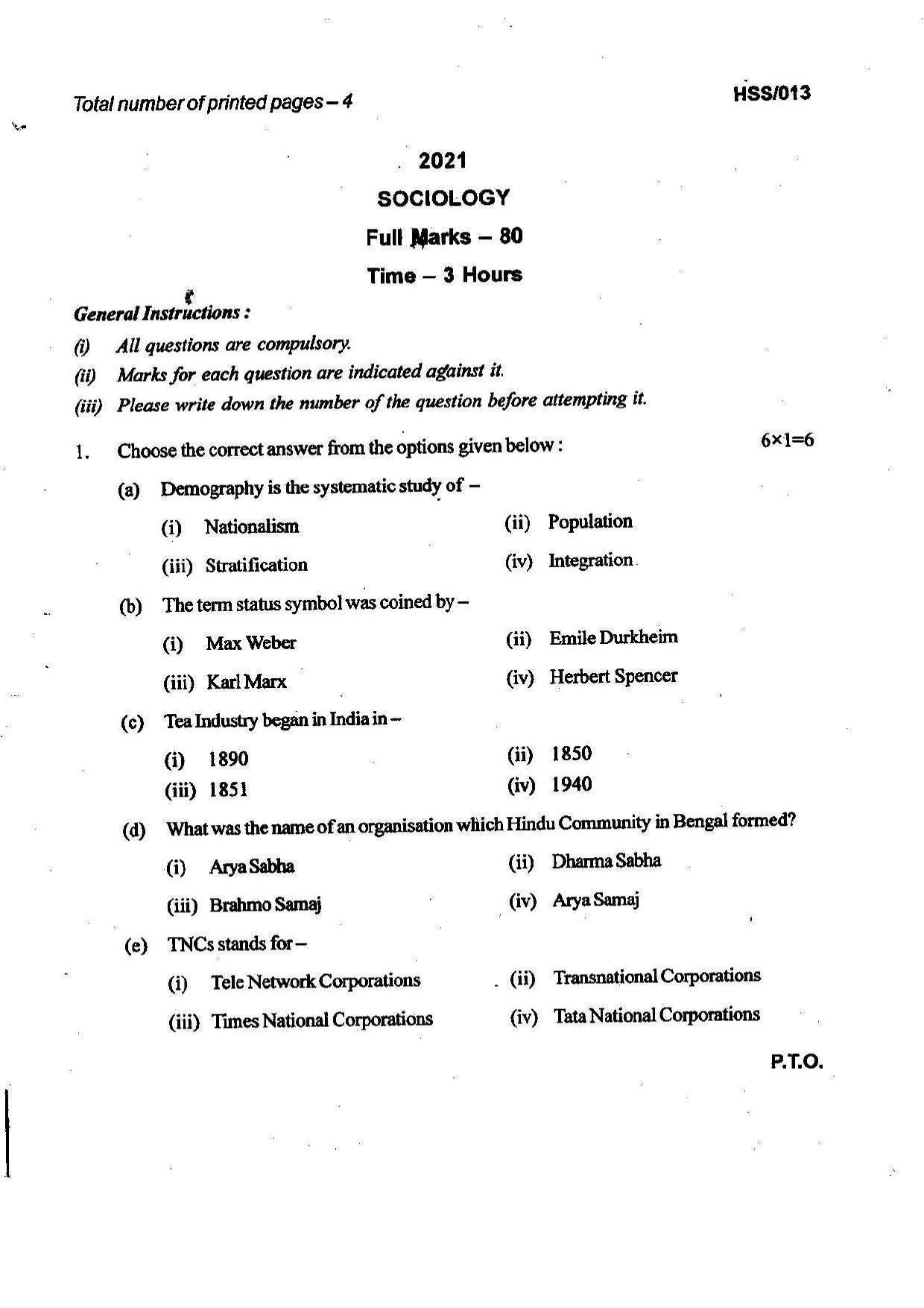MBSE HSSLC 2021 Arts Question Paper - Page 52