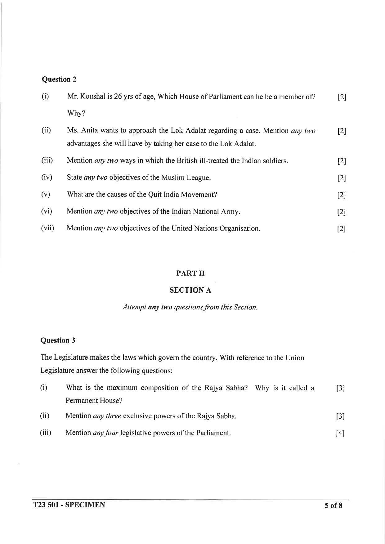 ICSE Class 10 History and Civics Sample Paper 2023 - Page 5