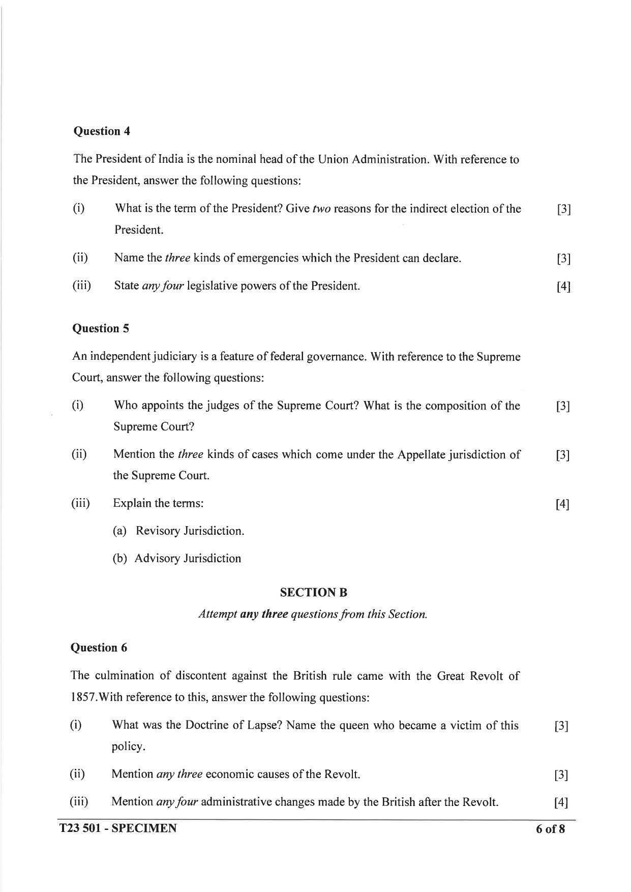 ICSE Class 10 History and Civics Sample Paper 2023 - Page 6