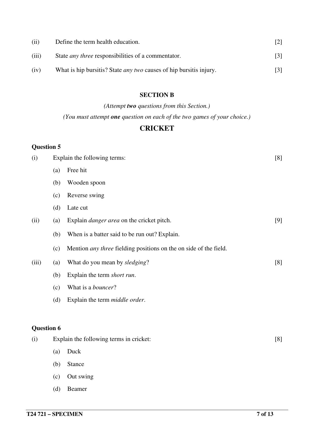 ICSE Class 10 2024 PHYSICAL EDUCATION Sample Paper - Page 7