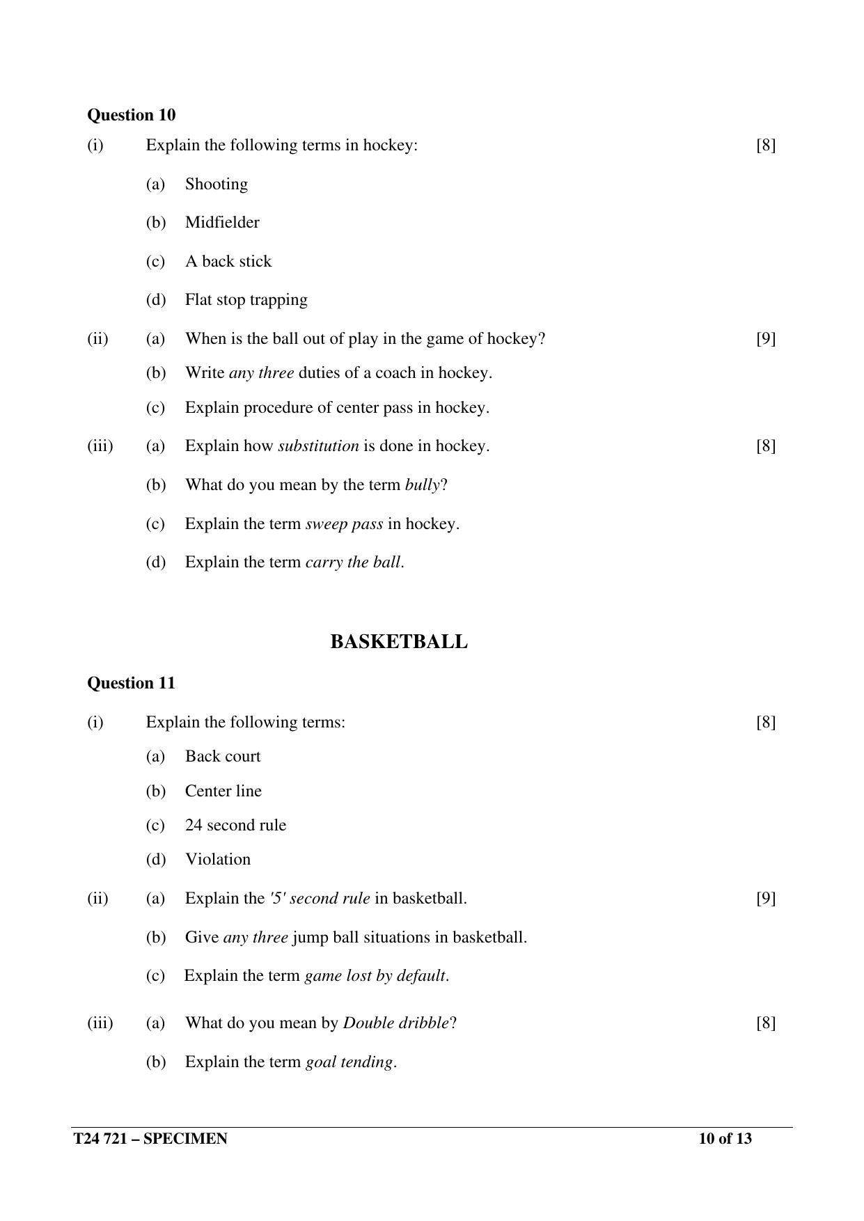 ICSE Class 10 2024 PHYSICAL EDUCATION Sample Paper - Page 10