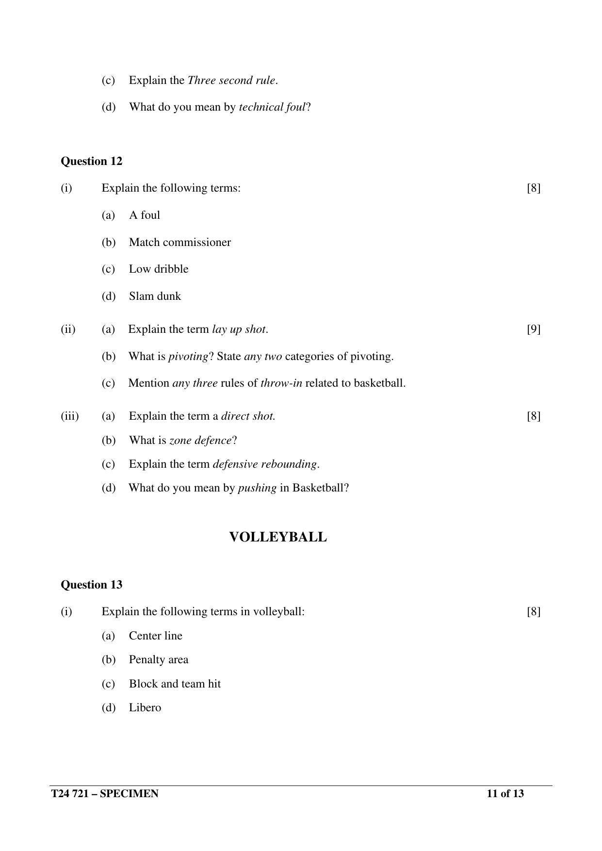 ICSE Class 10 2024 PHYSICAL EDUCATION Sample Paper - Page 11