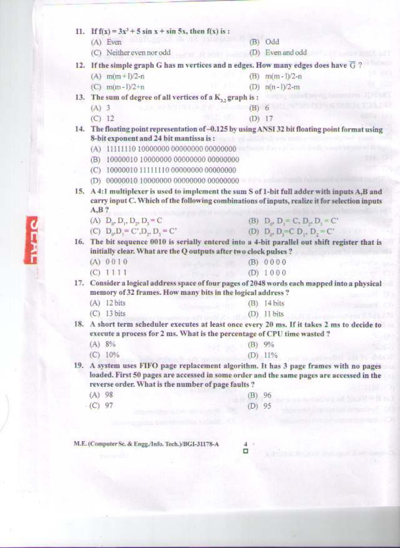 PU CET PG 2015: M.E.(Computer Sc. & Engg.) Question Paper - Page 3
