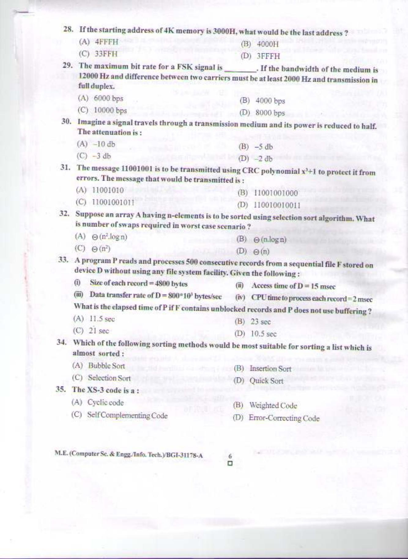 PU CET PG 2015: M.E.(Computer Sc. & Engg.) Question Paper - Page 5