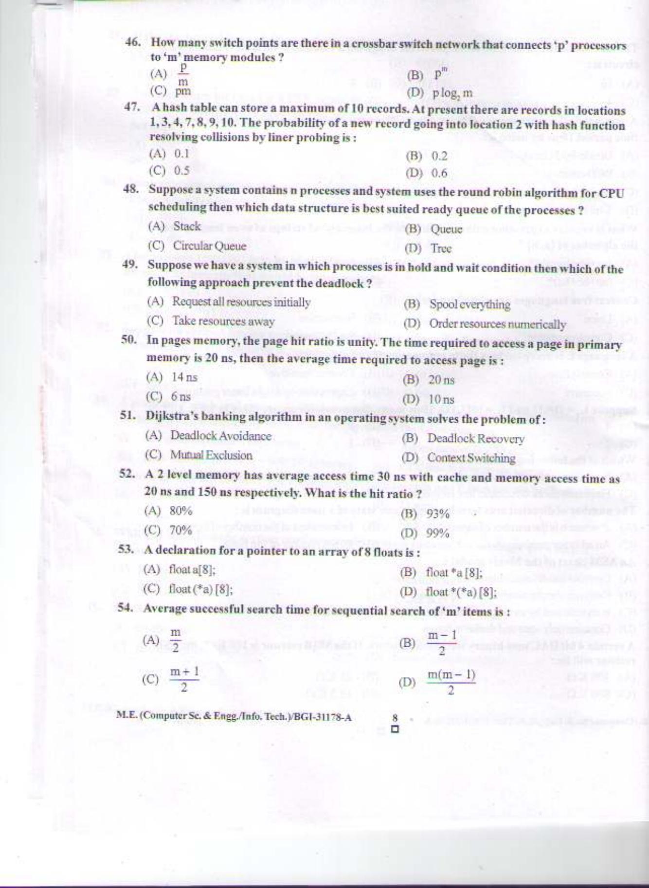 PU CET PG 2015: M.E.(Computer Sc. & Engg.) Question Paper - Page 7