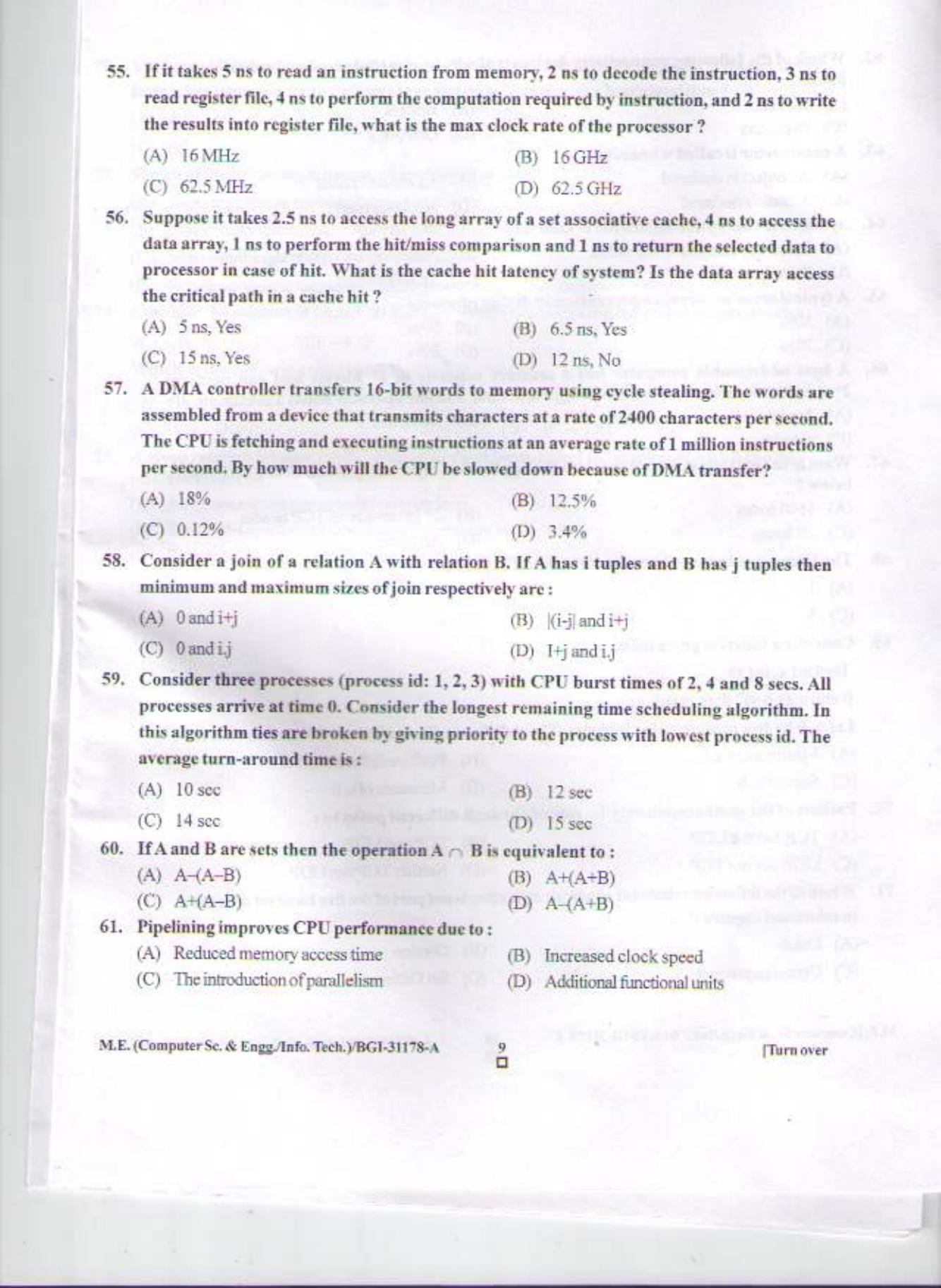 PU CET PG 2015: M.E.(Computer Sc. & Engg.) Question Paper - Page 8