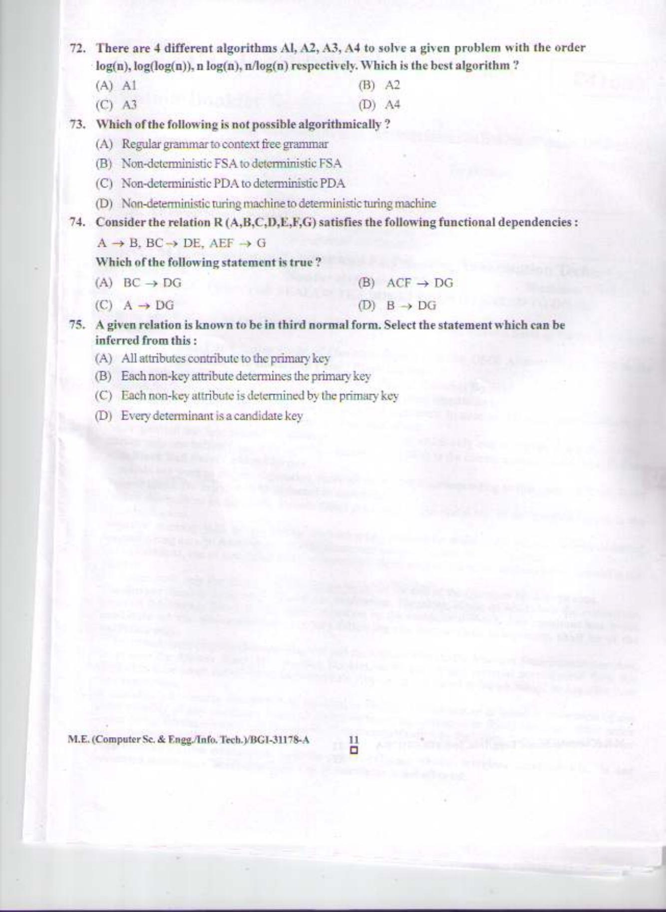 PU CET PG 2015: M.E.(Computer Sc. & Engg.) Question Paper - Page 10