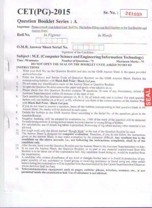 PU CET PG 2015: M.E.(Computer Sc. & Engg.) Question Paper