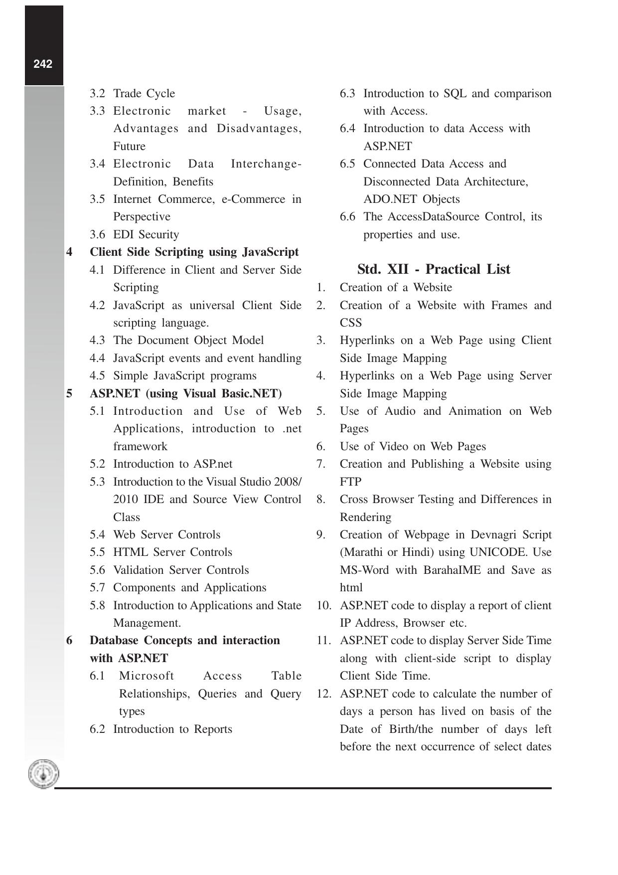 Maharashtra HSC Information Technology (Science) Syllabus  - Page 4