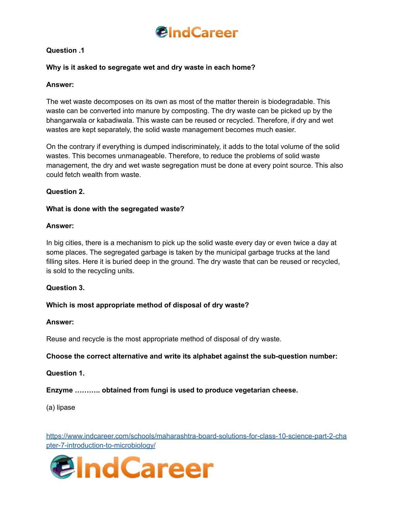 Maharashtra Board Solutions for Class 10- Science (Part 2): Chapter 7- Introduction to Microbiology - Page 14