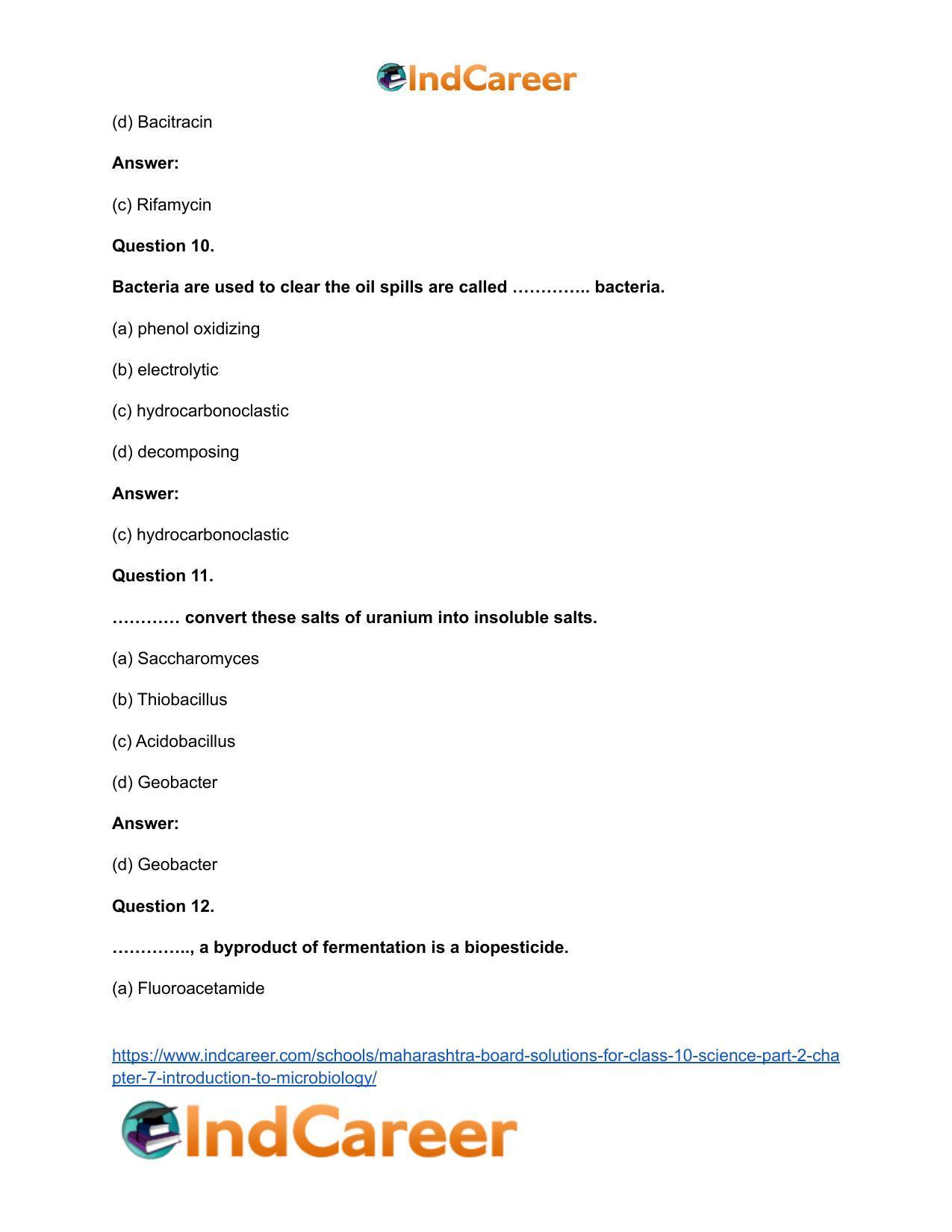 Maharashtra Board Solutions for Class 10- Science (Part 2): Chapter 7- Introduction to Microbiology - Page 18