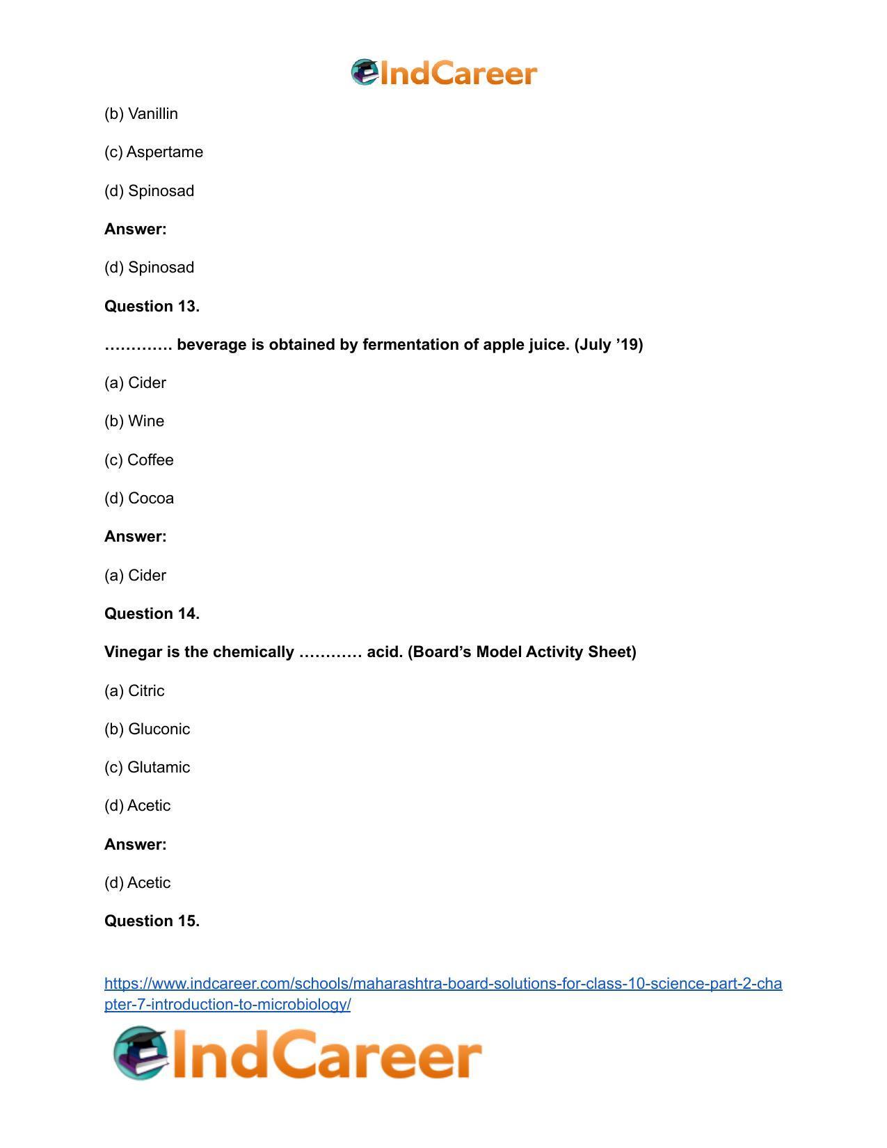 Maharashtra Board Solutions for Class 10- Science (Part 2): Chapter 7- Introduction to Microbiology - Page 19