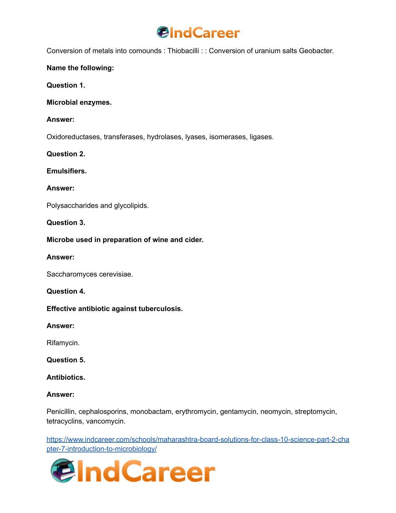 Maharashtra Board Solutions for Class 10- Science (Part 2): Chapter 7- Introduction to Microbiology - Page 23