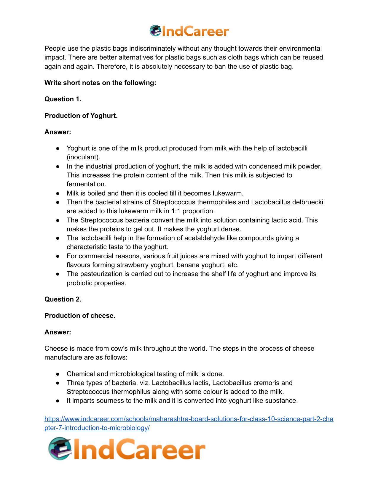 Maharashtra Board Solutions for Class 10- Science (Part 2): Chapter 7- Introduction to Microbiology - Page 29