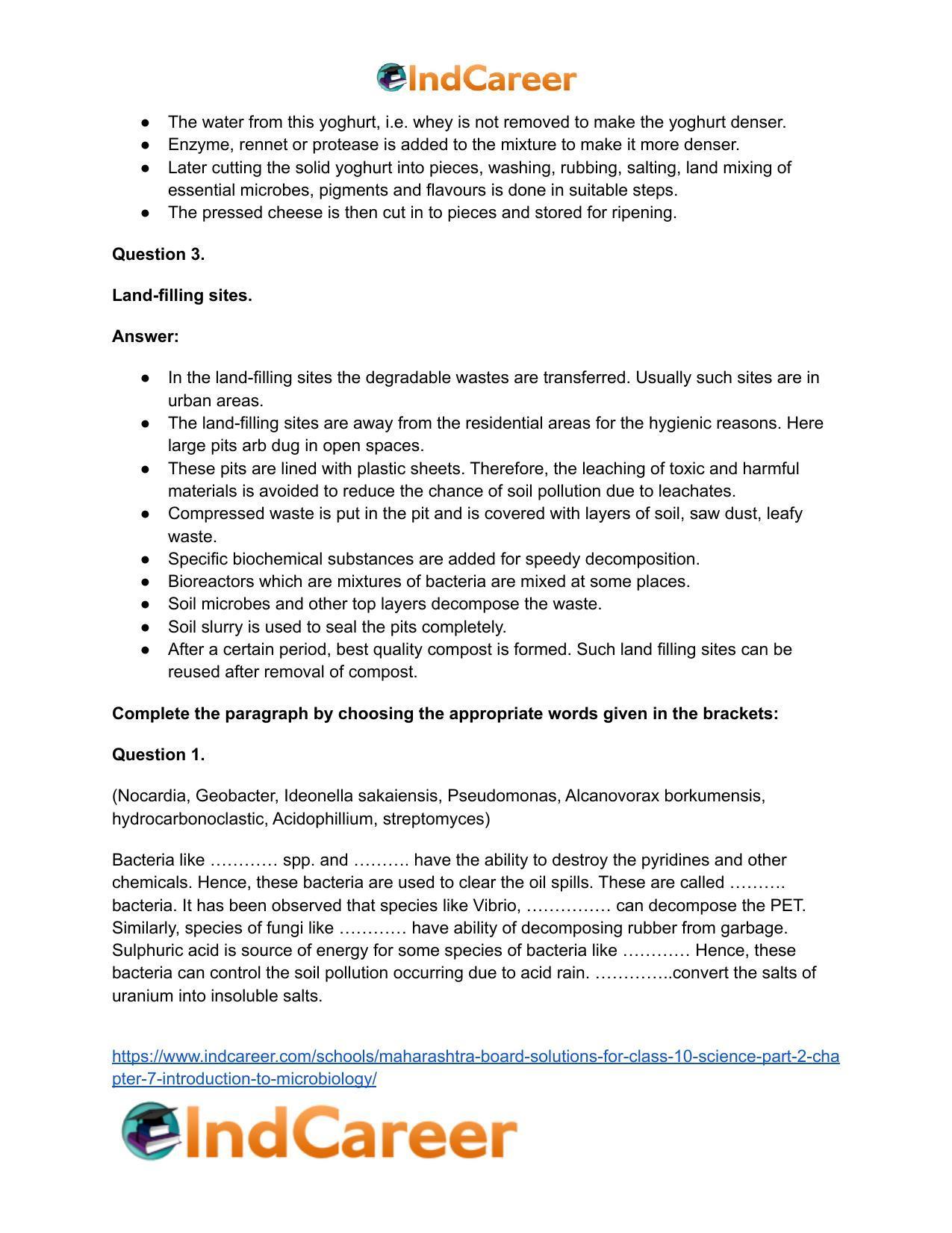 Maharashtra Board Solutions for Class 10- Science (Part 2): Chapter 7- Introduction to Microbiology - Page 30