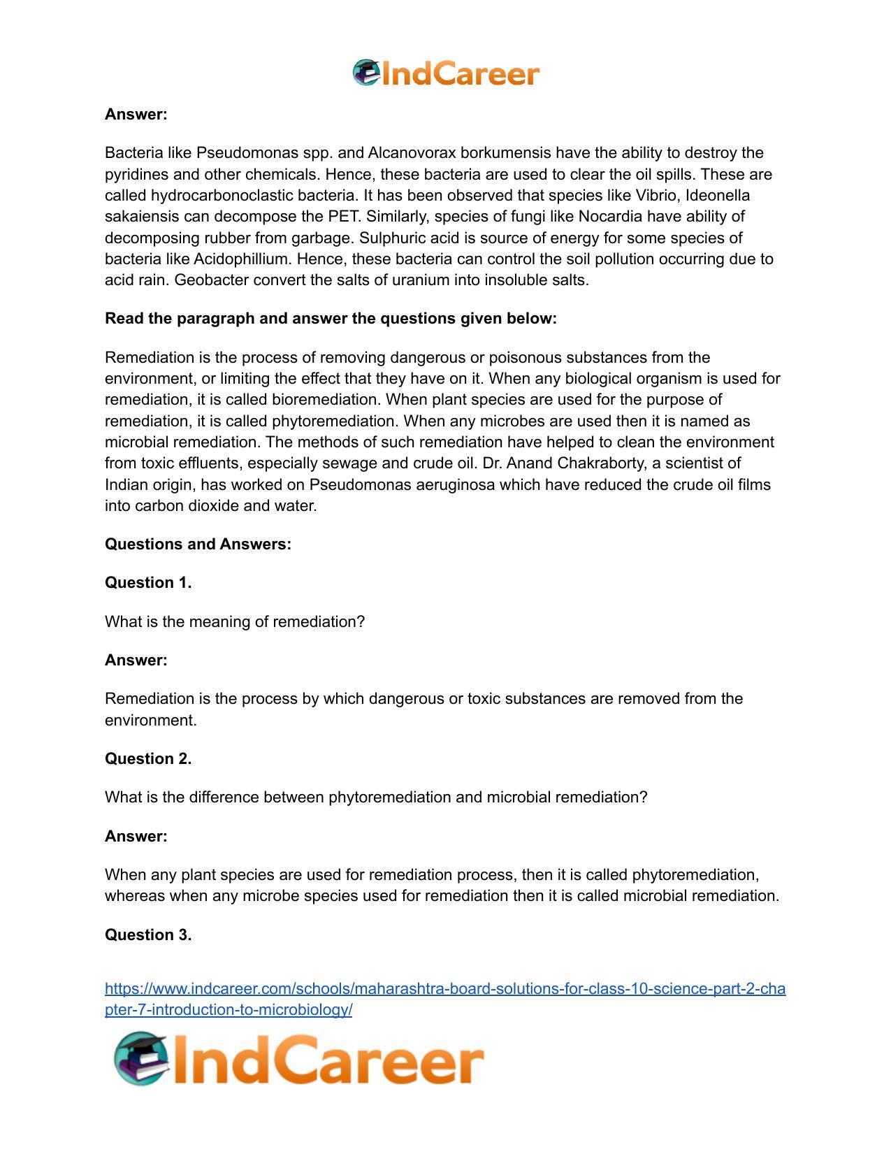 Maharashtra Board Solutions for Class 10- Science (Part 2): Chapter 7- Introduction to Microbiology - Page 31