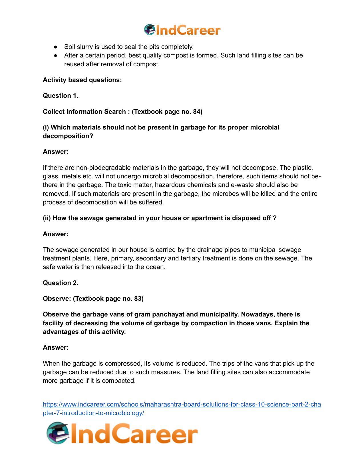Maharashtra Board Solutions for Class 10- Science (Part 2): Chapter 7- Introduction to Microbiology - Page 35