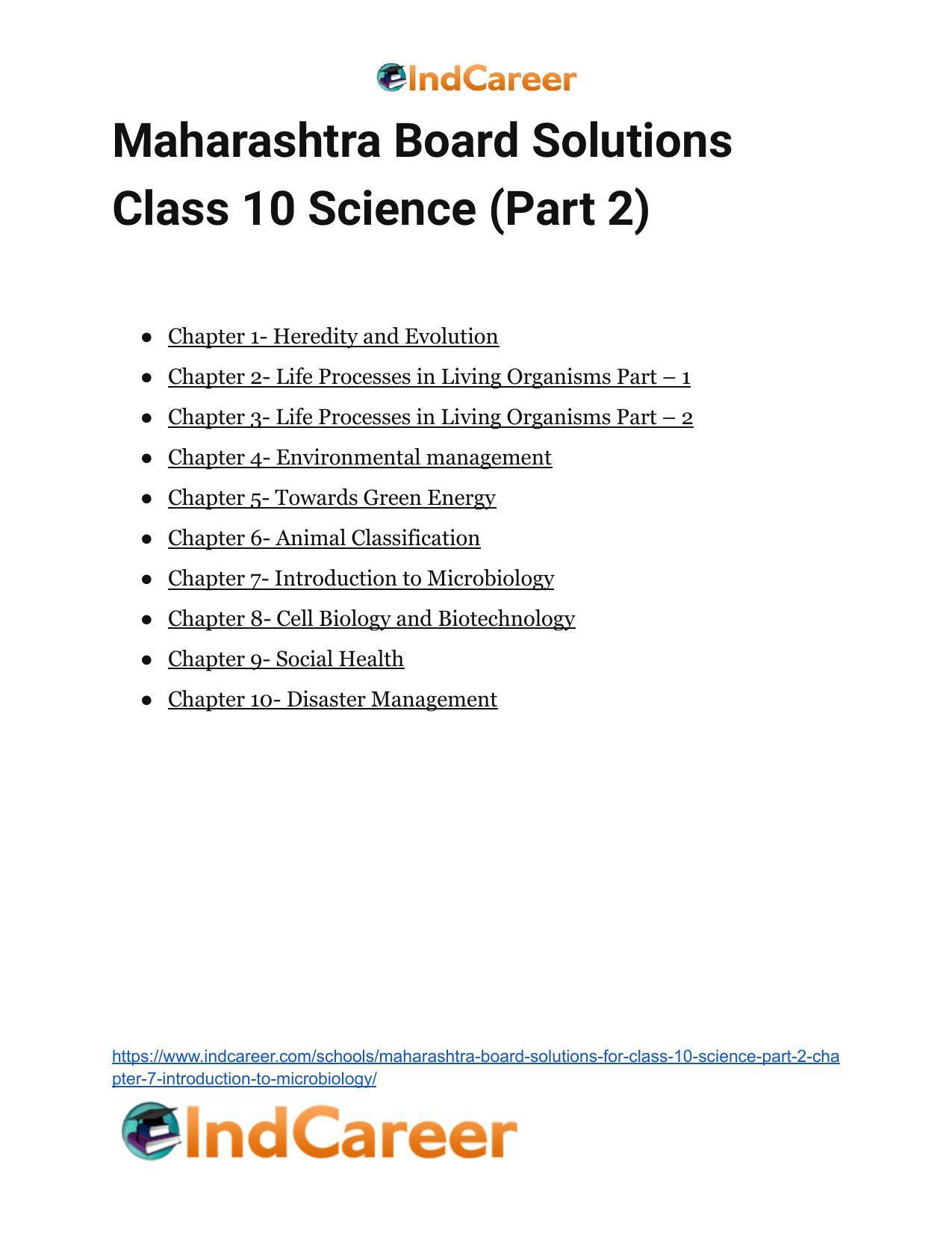 Maharashtra Board Solutions for Class 10- Science (Part 2): Chapter 7- Introduction to Microbiology - Page 38