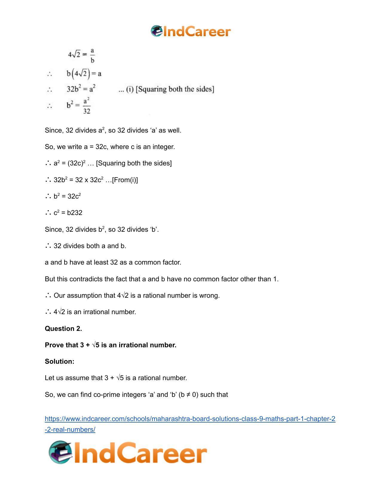 Maharashtra Board Solutions Class 9-Maths (Part 1): Chapter 2.2- Real Numbers - Page 3