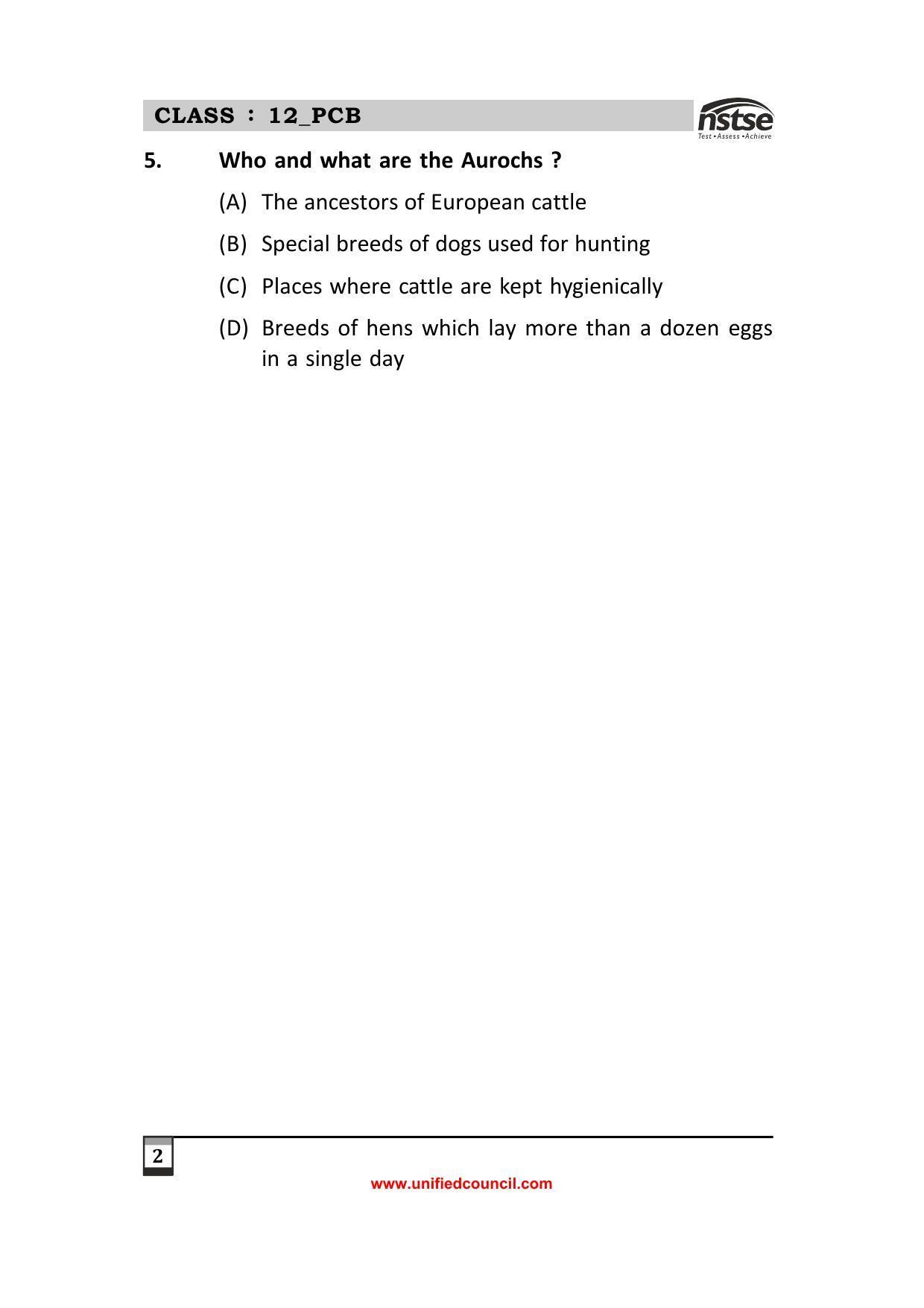 2023 Class 12 PCM NSTSE Sample Question Papers - Page 2