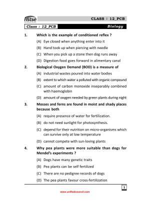 2023 Class 12 PCM NSTSE Sample Question Papers