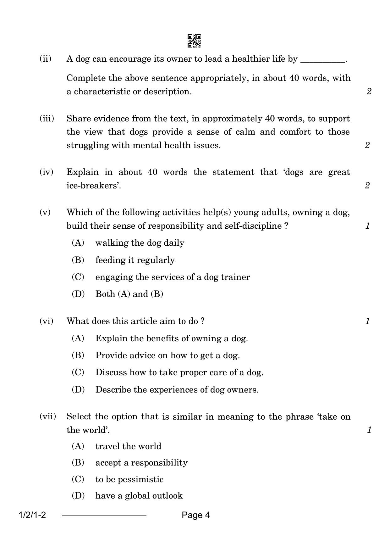 CBSE Class 12 1-2-1 English Core 2024 Question Paper - Page 4