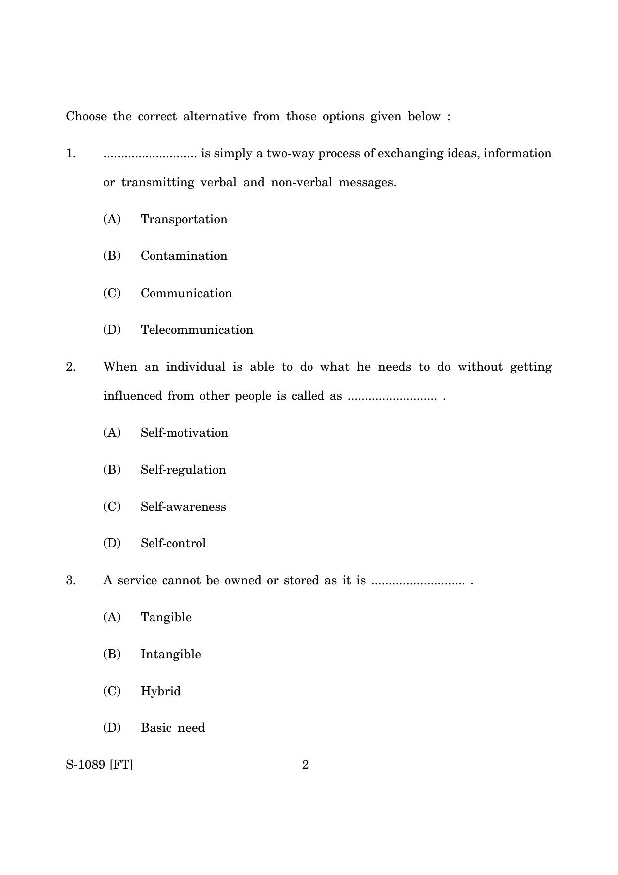 Goa Board Class 10 Tourism and Hospitality (November 2022) Question Paper - Page 2