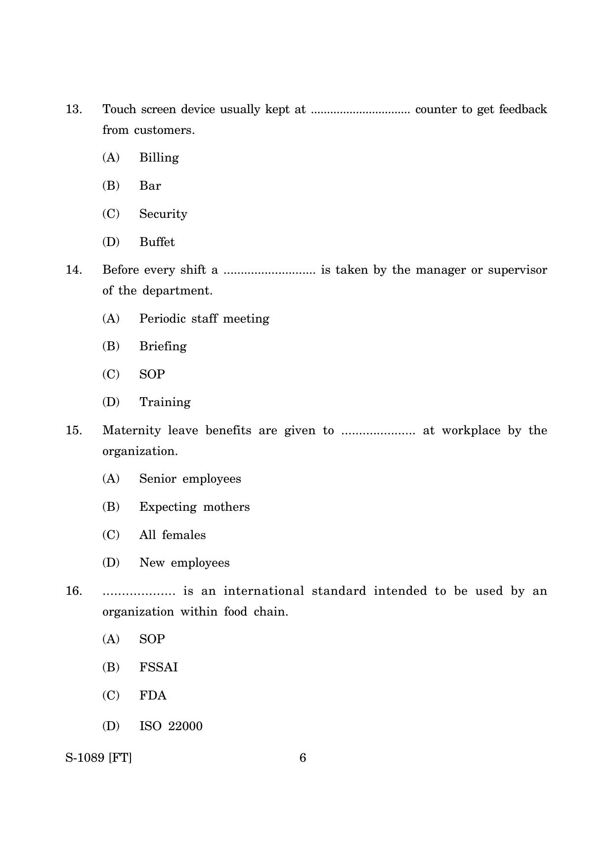 Goa Board Class 10 Tourism and Hospitality (November 2022) Question Paper - Page 6
