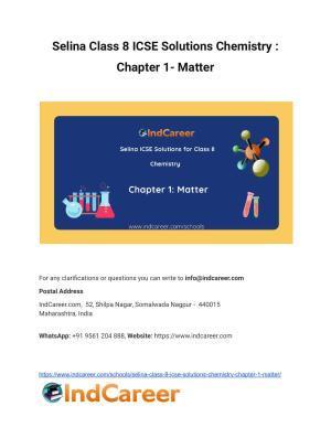 Selina Class 8 ICSE Solutions Chemistry : Chapter 1- Matter