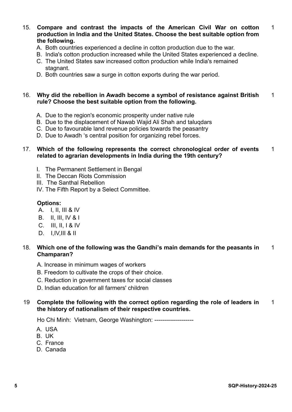 CBSE Class 12 History Sample Question Paper 2024-25 - Page 5