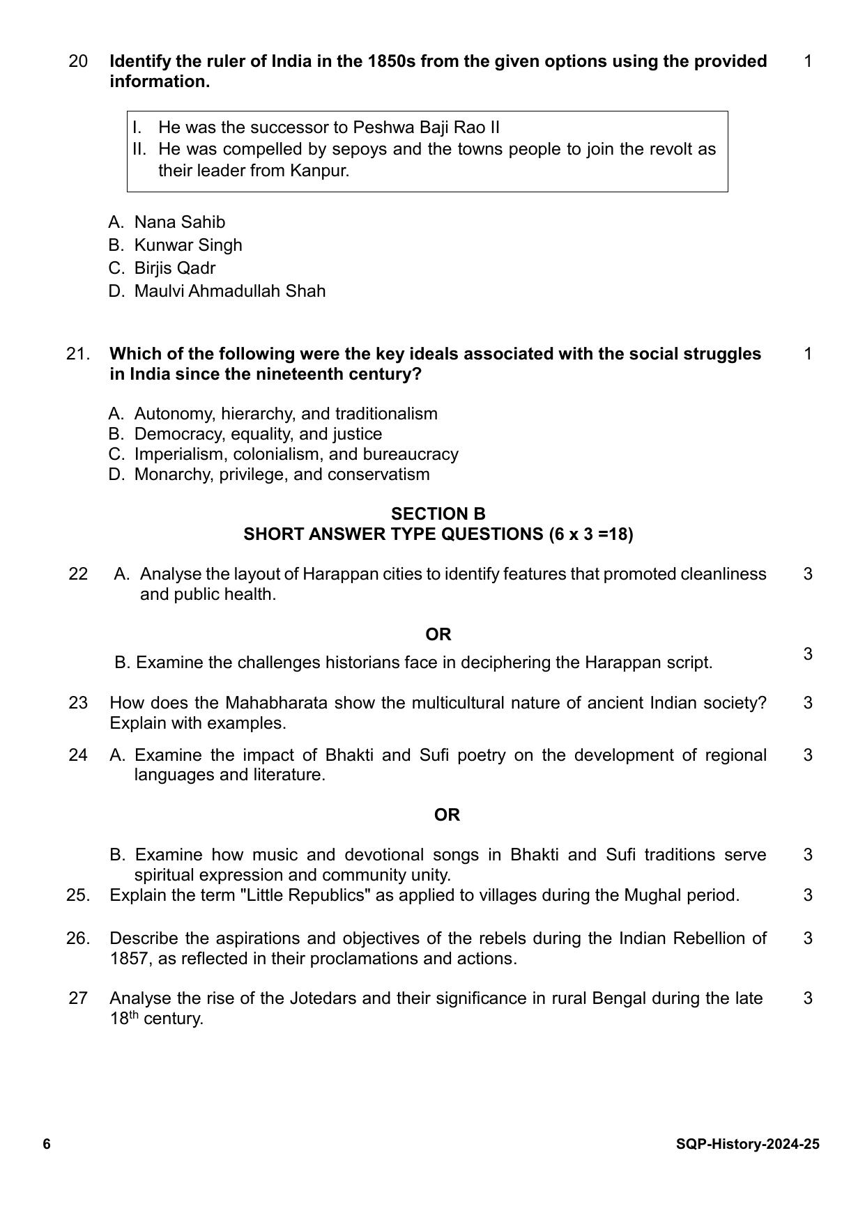 CBSE Class 12 History Sample Question Paper 2024-25 - Page 6