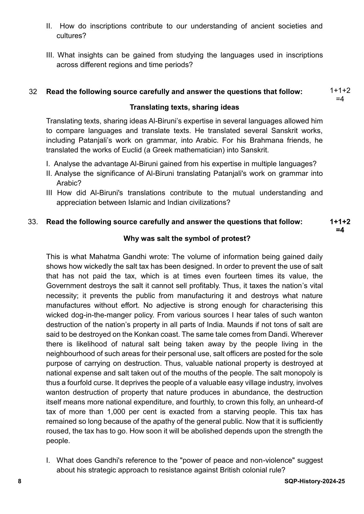 CBSE Class 12 History Sample Question Paper 2024-25 - Page 8